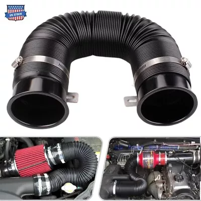 Universal 3'' Flexible Car Cold Air Intake Hose Filter Pipe Telescopic Tube Kit • $19.99