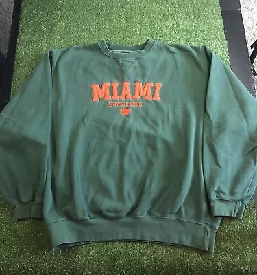 Vintage Team Nike Miami Univeristy Hurricanes Pullover Sweatshirt Green Mens L • $44.95