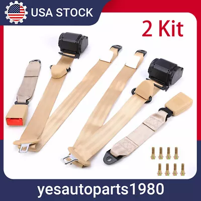 2 Set For Safety 3 Point Retractable Car Seat Lap Belt Adjustable Kit Universal • $40.49