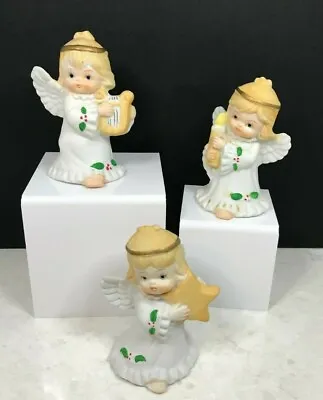 Vintage Holly Angels Christmas Around The World Porcelain Bisque Figurines • $21.99