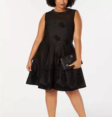 Love Squared Trendy Plus Size Flocked-Velvet Fit & Flare Dress 1X • $29