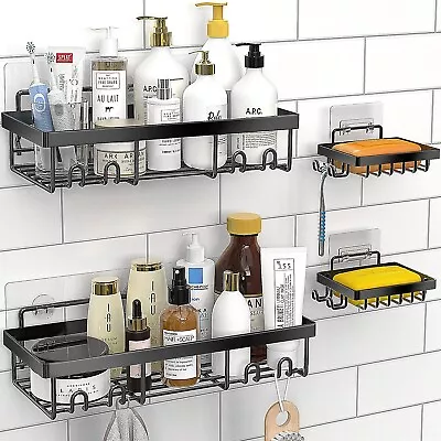 Shower Caddy Shelf Organizer Rack Self Adhesive Black Bathroom Shelves... • $32.99