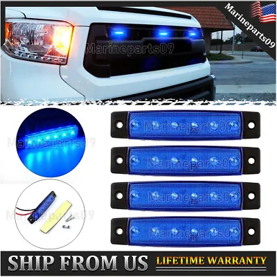 4 Pcs Universal Rectangle Blue LED Grille Lights • $8.89