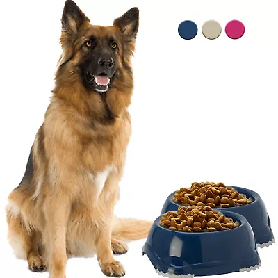 £7.25 • Buy 2x Dog Bowl Set Puppy Feeding Food Water Dish Plastic NonSlip Pet DogCentre