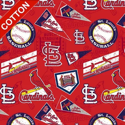 St. Louis Cardinals MLB Cotton Fabric - 58  Wide - Sold By The Yard & Bolt • $19.95