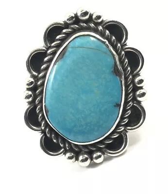 Vintage Navajo Silver Sleeping Beauty Turquoise Ring Size 6 Native American 1632 • $72.99