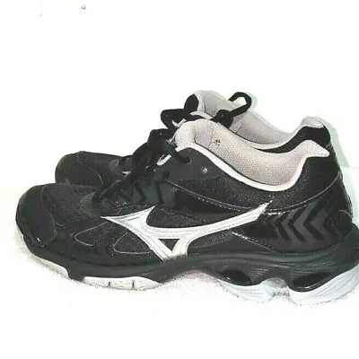 Mizuno Wave Bolt7 Wo's 7 Athletic Shoes Black/silver 6 Eye Black Laces • $10