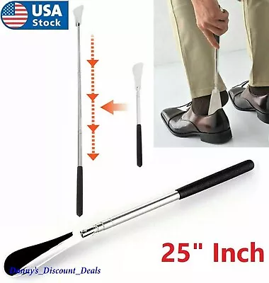 Shoe Horn Extra Long Handle Stainless Steel 25  Handled Metal Shoehorn Horns • $5.59