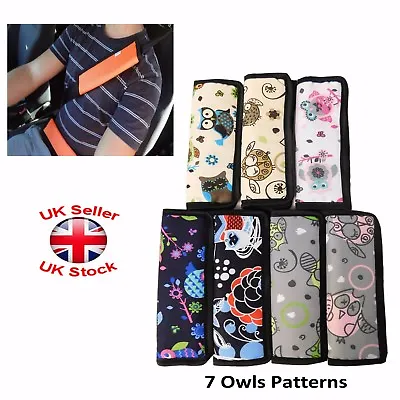 £4.97 • Buy Car And Pram Safety Seat Belt Strap Shoulder Cover Harness Pad Pack:1or2 Owls