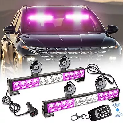 LED Emergency Visor Light Bar Interior Windshield Strobe Lights W/Remote Control • $52.46