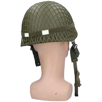 Outdoor Green Army Helmet WW2 US M1 Helmet With Net Cover And Chin Strap .New • £60.71