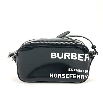 BURBERRY Bicolor Logo Horse Ferry Crossbody Bag Shoulder Bag Leather Black/White • $1097.80
