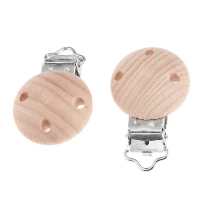 2/10pcs 2 Size Baby Pacifier Clips Wood Metal Holders Cute Infant Soother Clasps • $5.05