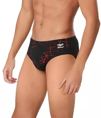 Speedo Men's Swim Briefs Size 34 Black Red Endurance Swimming Water Polo NWT • $28