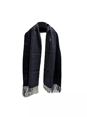 VERSACE Navy Blue & Grey Men's Logo MEDUSA Soft Wool Scarf Casual NWT • $100