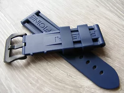 For Panerai Pam Luminor Radiomir Watches Blue Silicone Rubber Strap 24mm • £24.99