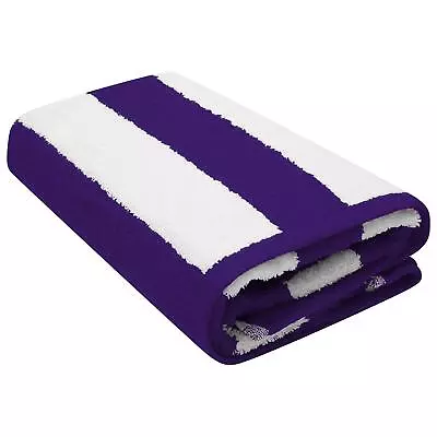 2 Pack Purple Cabana Stripe Large Beach Towel 76 X 152 Cm 100% Ringspun Cotton • £19.99