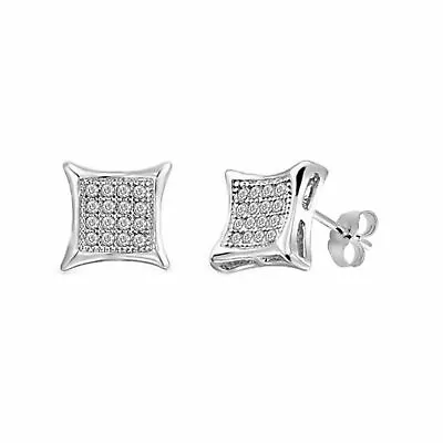 0.64Ct Simulated 10K Gold Plated Sterlg Silver Kite Micro Pave Stud Earrings 7Mm • $86.29