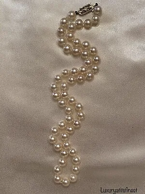 14k Gold Vintage Genuine Saltwater Akoya Pearl Necklace 16” 6mm • $865