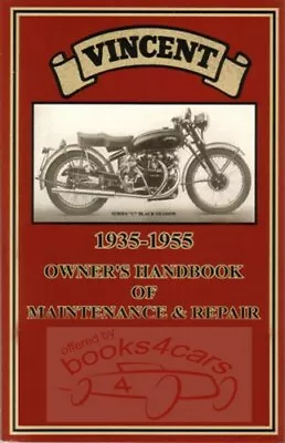 Vincent Shop Manual Book Repair Motorcycle Handbook Black Shadow Rapide Comet • $34.94