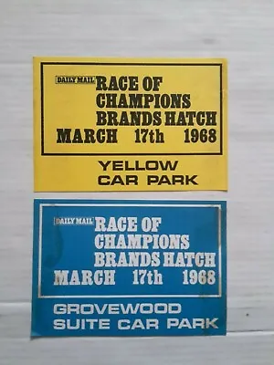 £6.49 • Buy 1968 RACE OF CHAMPIONS PARKING PERMITS / PASSES Brand Hatch F1 Formula 1 (x2)