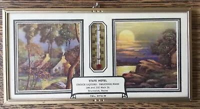 Vintage Framed Thermometer Advertising “State Hotel” Brunswick Main • $10.89