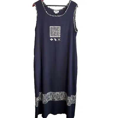 G.W. Graff Dress Womens Maxi Plus 1X Vintage Sleeveless Zebra Pockets Vintage • $34.49