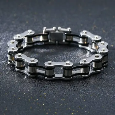 Men Heavy Sturdy Stainless Steel Motorcycle Bike Chain Bracelet Biker Wristband • $13.90