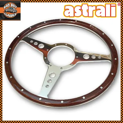 15  Astrali Classic Car Wood Rim Steering Wheel Fits Moto-Lita Boss • $181.66