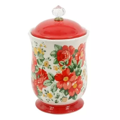 Vintage Floral Canister With Acrylic Knob 10  • $18.88