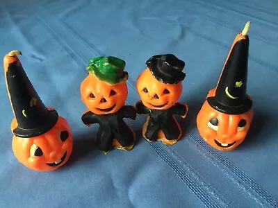 (4) Vintage Gurley Halloween Pumpkin Jack-O-Lantern Candles • $29.99