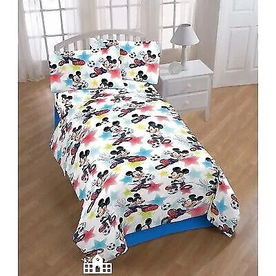 Mickey Mouse Twin Bed Sheet And Pillow Case 3 Piece Set • $32.99