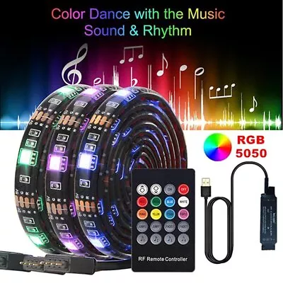 5V USB RGB LED Strip Lights 5050 1M-5M 30LEDs/m Sync Music TV Backlight Lamp AU • $14.25