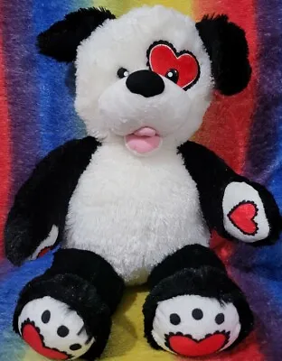 Build-a-Bear (BAB) Black And White Dog/Pup With Red Heart Eye Patch Retired • £3