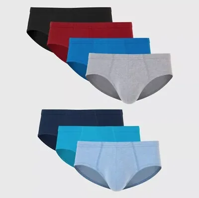 Men 3 Or 7 Pack Bikini Briefs Navy-Black-Gray No Fly Premium Cotton Underwear • $24.99