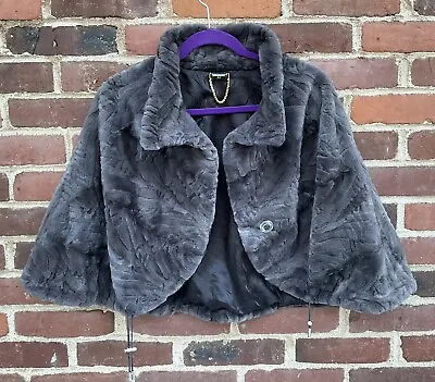 Mink Fur Cape Capelet Dark Gray Sheared Modern Style Sz 40/ US Med EUC • $249.95