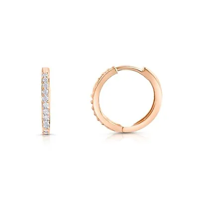 14k Rose Gold Diamond Huggies • $300