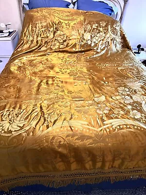 Vintage Italian Silk/Satin Damask Bed Coverlet - Exc Cond Approx 80-76? • $60