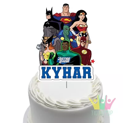 Justice League Cake Topper Personalised Lolly Loot Bag Party Supplies Cupcake • $12.50