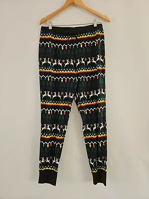 Nwot Hanna Andersson Women's Organic Black Very Merry Pajama Pants Large L 12 14 • $36.99