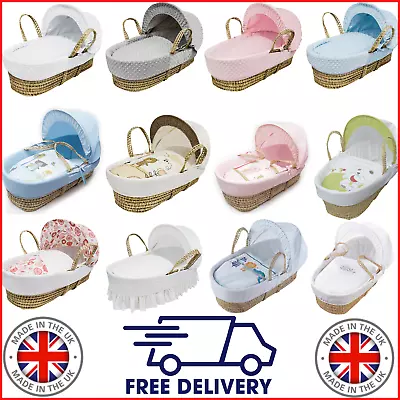 £24.99 • Buy Palm Wicker Baby Moses Basket Padded Basket & Deluxe Bedding 17 STYLES