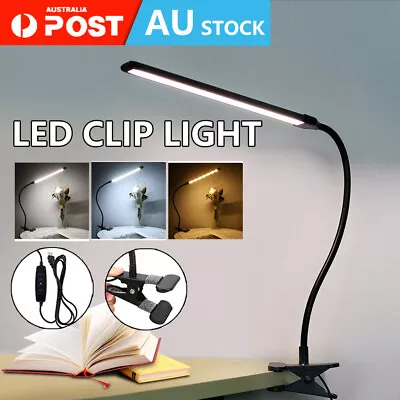 Clip On Desk Lamp Table Light Bedside Night Reading Led Eye Care Dimmable USB • $15.69