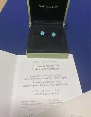 Van Cleef & Arpels Pierced Earrings Sweet Alhambra VCARA44500 Turquoise 750WG JP • $4900