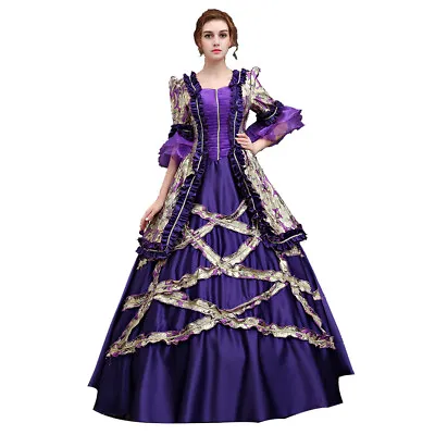 Women's Renaissance 18th Century Marie Antoinette Satin Dress Cosplay Costume • £129.59