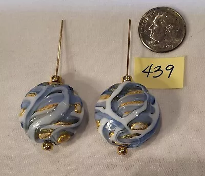 Handmade Drip Venetian Murano Glass Lampwork Discs Spheres Round Beads 439 • $20