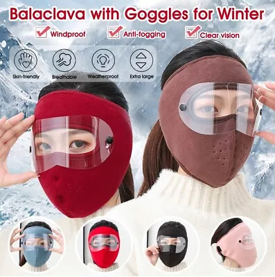 Winter Windproof Headgear Fleece Warm Face Cover Removable Anti-Fog Goggles USA • $8.69