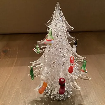 Vintage Art Glass Crystal Christmas 6 Inch Tree With 12 Ornaments Rare • $17.99