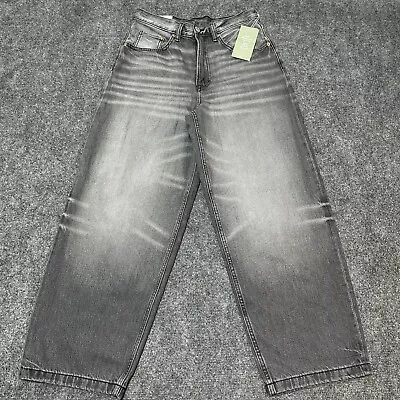 NEW H&M Jeans Womens 29 Grey Denim Cotton Baggy Loose High Rise Five Pockets • $29.99