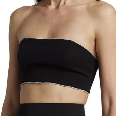$47.99 • Buy Staud Lilies Rhinestone Trim Tube Top/Black/Size Medium/90s Style/Flaw
