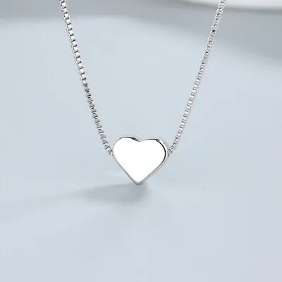 £3.49 • Buy 925 Sterling Silver Plain Love Heart Pendant Chain Necklace Women Lady Girl Gift